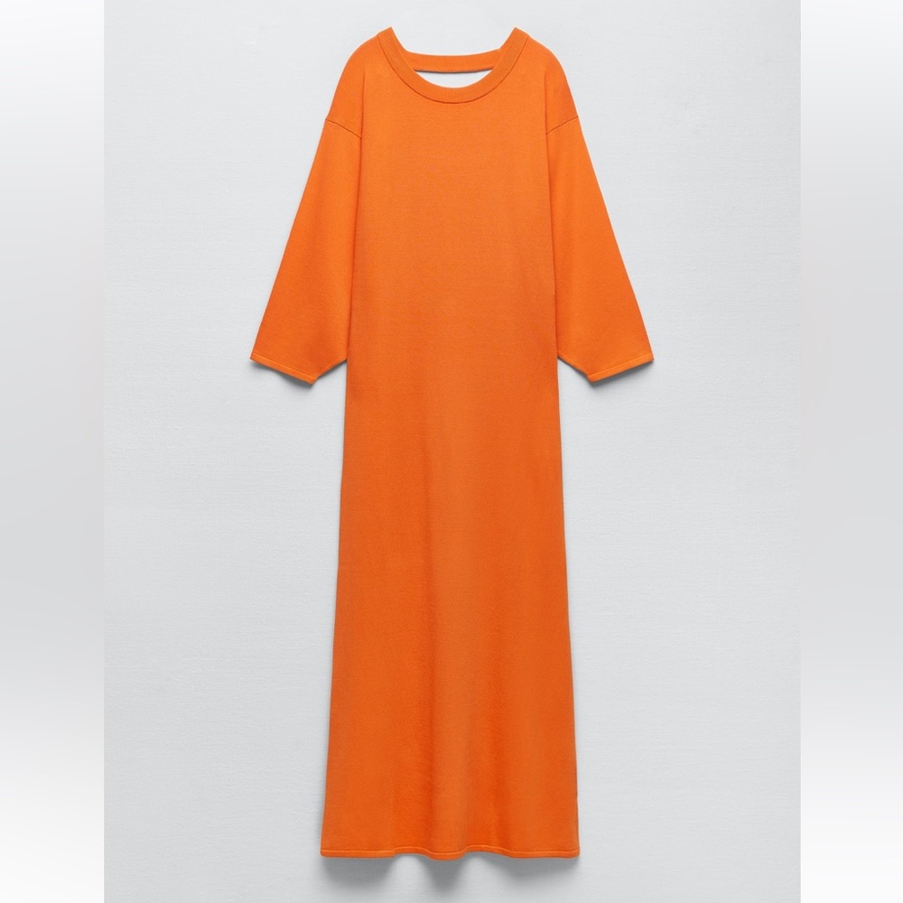 ZARA OPEN BACK LONG KNIT DRESS - Picture 6 of 9